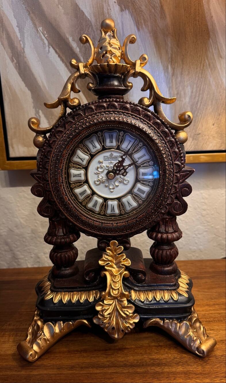 Vintage Lisheng Ornate Baroque Revival Quartz Mantel Clock 14”
